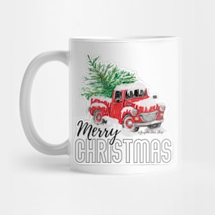 Merry Christmas, Vintage Red Truck © GraphicLoveShop Mug